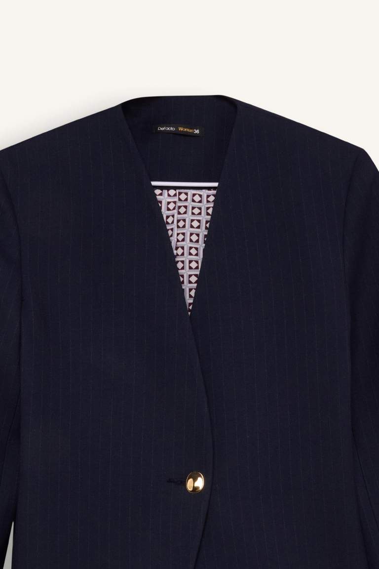 Sorbe x DeFacto Regular Fit V Neck Buttoned Blazer Jacket