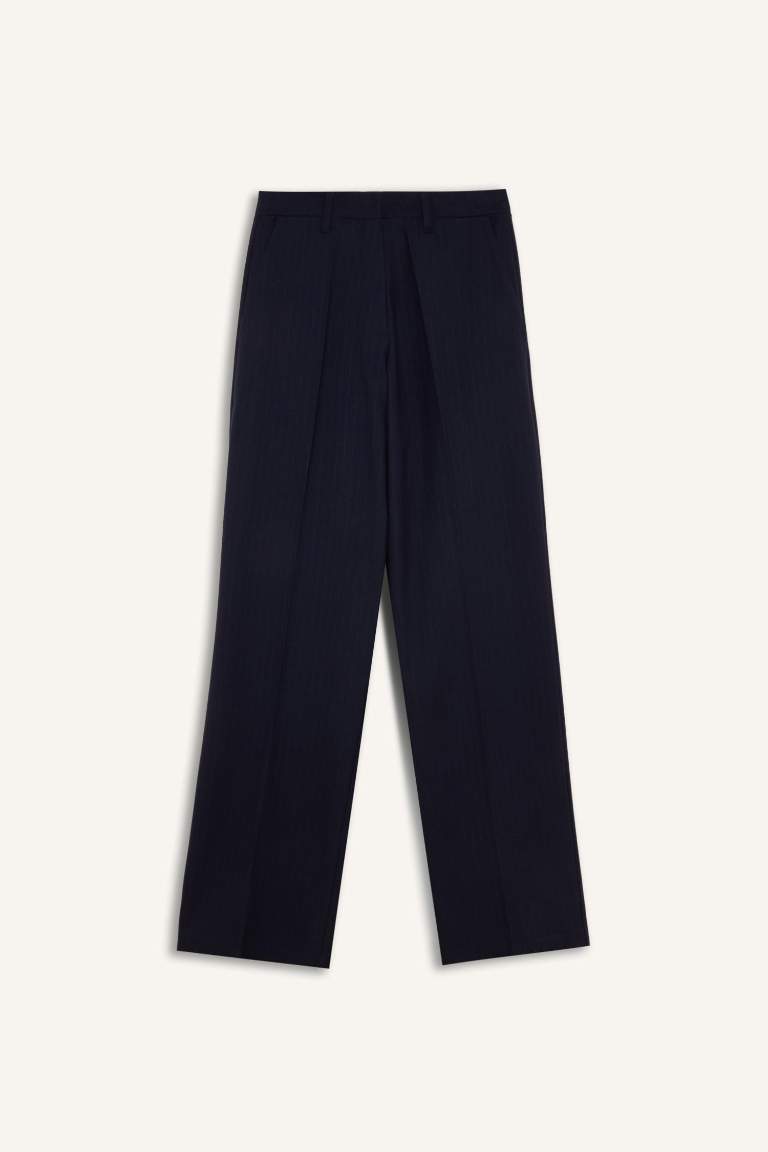 Sorbe x DeFacto Wide Leg Pantolon Geniş Bol Düz Paça Yüksek Bel Pensli Cepli