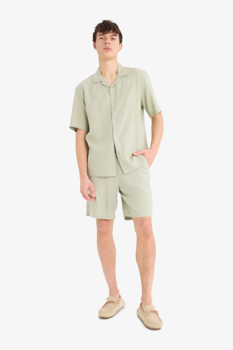 Рубашка Relax Fit с короткими рукавами и пуговицами Polo из льняной смеси