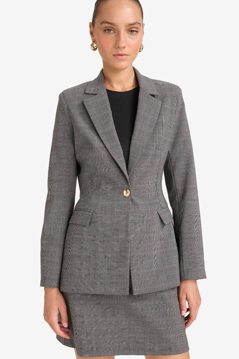 Regular Fit Düğmeli Blazer Ceket