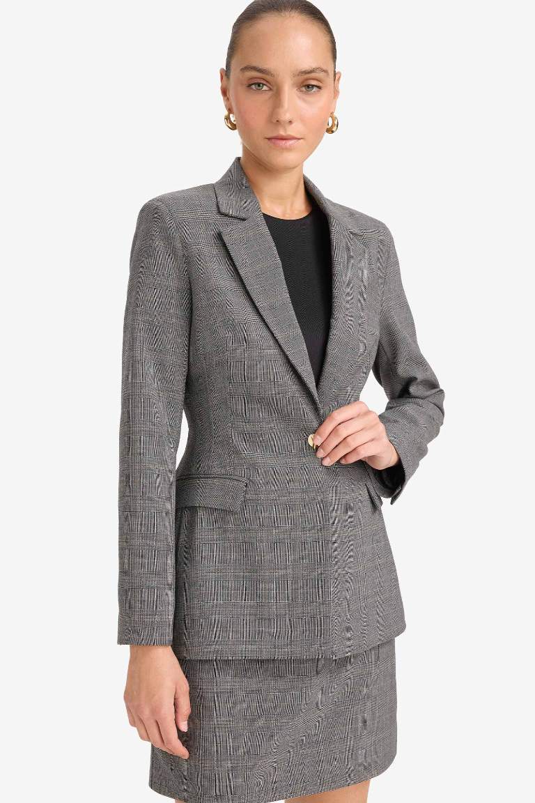 Regular Fit Düğmeli Blazer Ceket