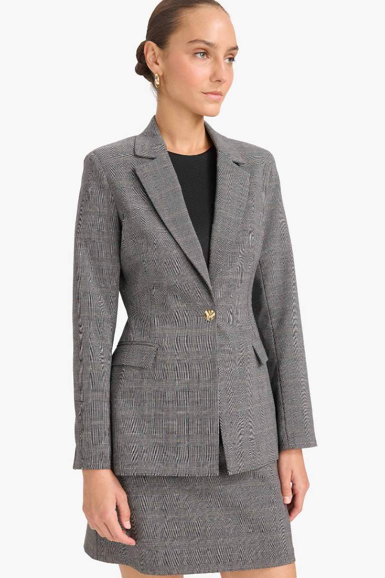 Regular Fit Düğmeli Blazer Ceket