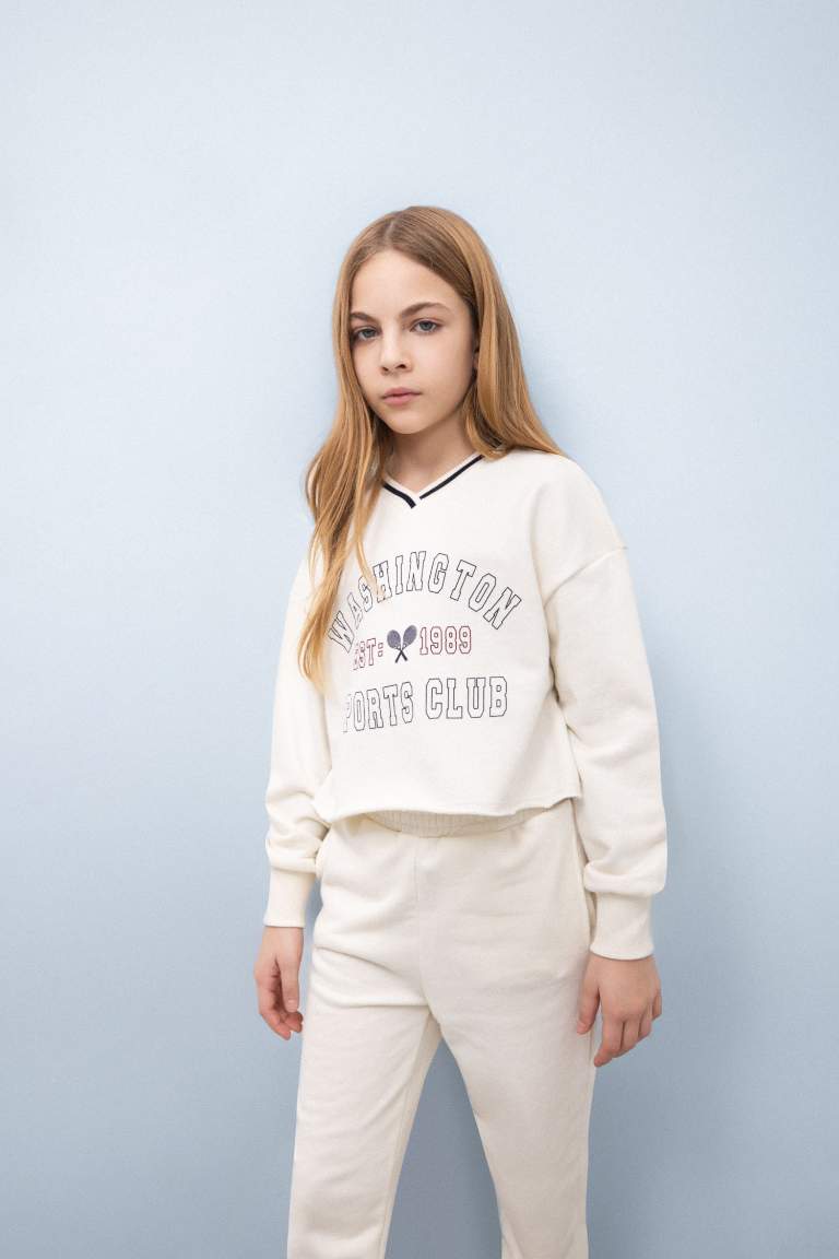 Girl Printed Sweatshirt Sweatpants 2 Piece Set