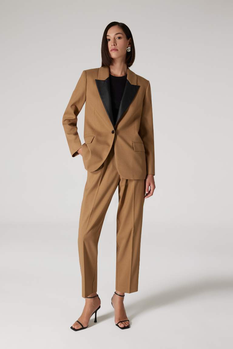 Sorbe x DeFacto Tapered Fit High Waist Straight Leg Trousers