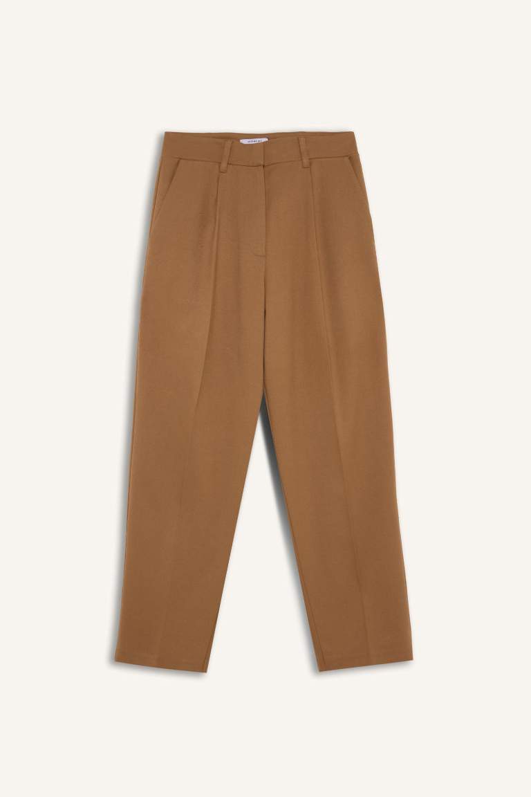 Sorbe x DeFacto Tapered Fit Pantolon Yüksek Bel Pensli Düz Paça Cepli