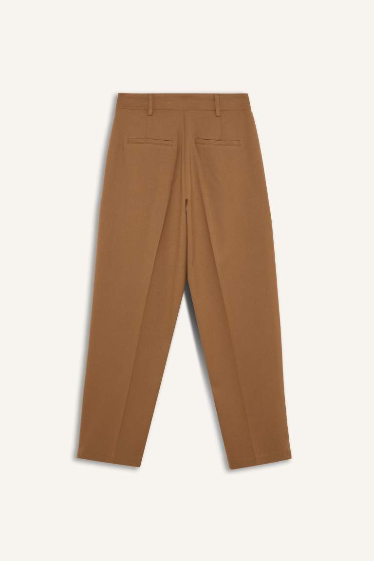 Sorbe x DeFacto Tapered Fit Pantolon Yüksek Bel Pensli Düz Paça Cepli