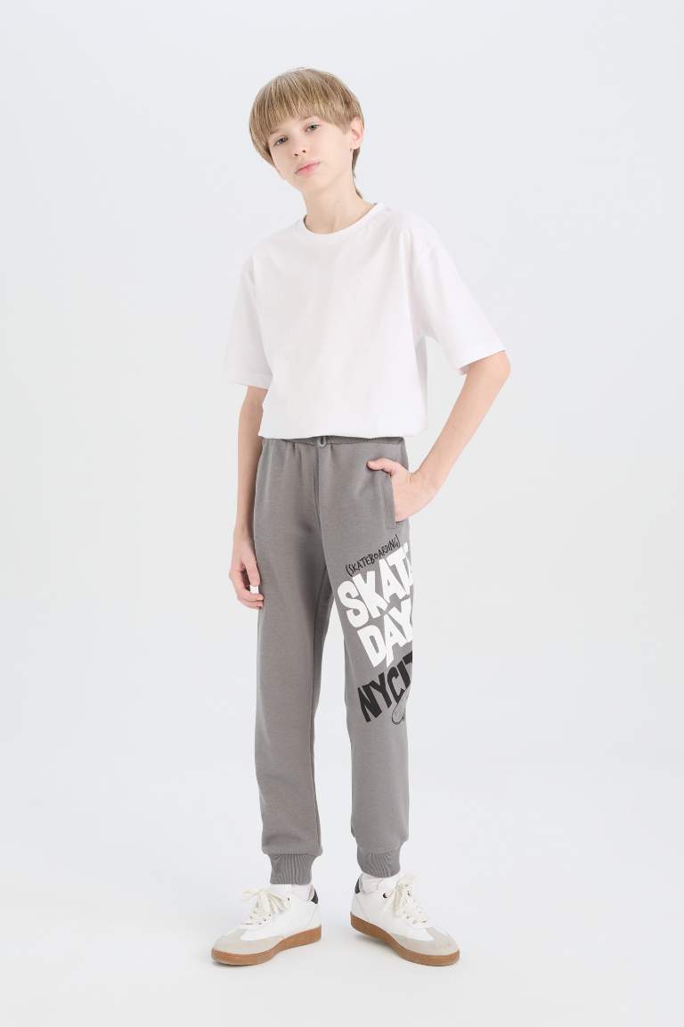 Boy Printed Elastic Waist Leg Sweatpants