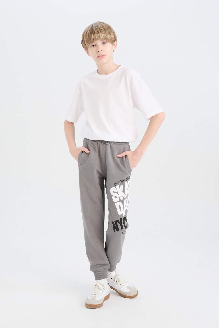 Boy Printed Elastic Waist Leg Sweatpants