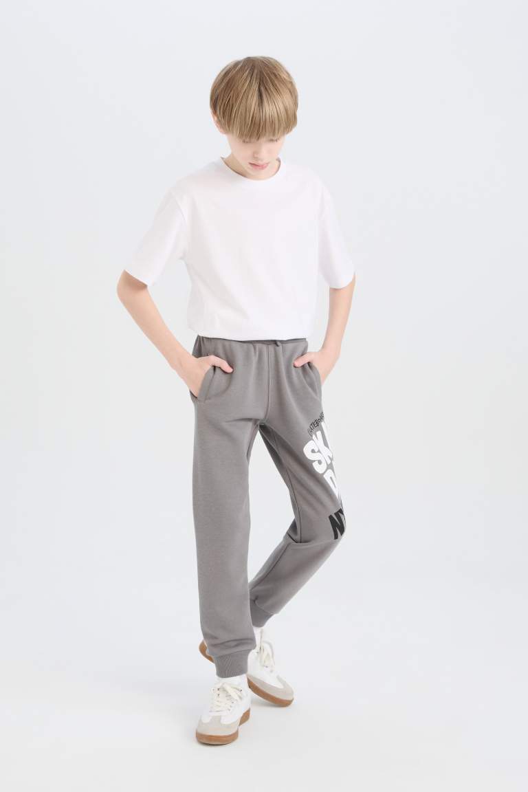 Boy Printed Elastic Waist Leg Sweatpants