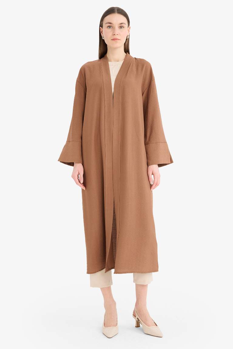 Relax Fit Basic Düz Midi Kimono