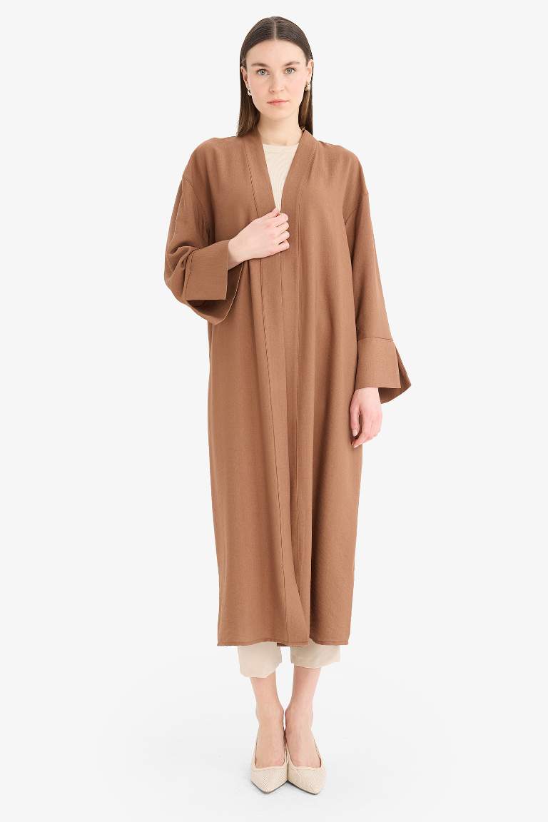 Relax Fit Basic Düz Midi Kimono