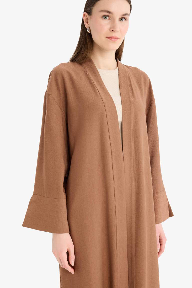 Relax Fit Basic Düz Midi Kimono