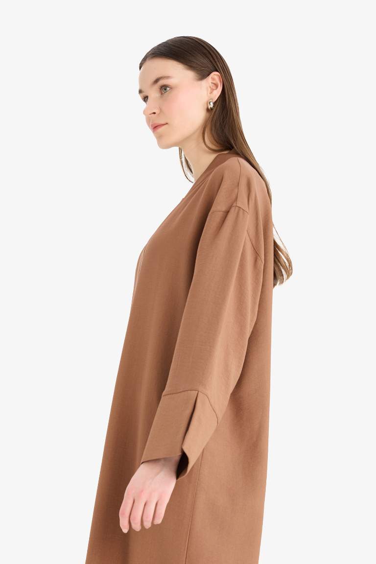 Relax Fit Basic Düz Midi Kimono