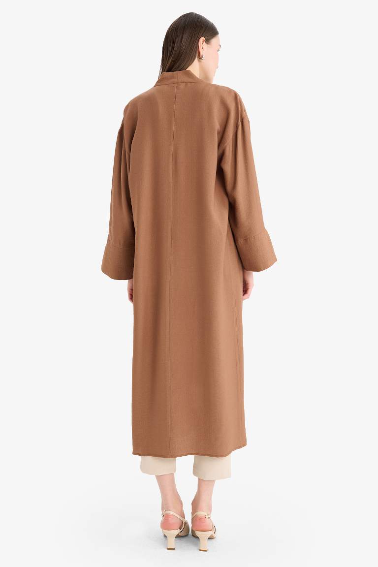 Relax Fit Basic Düz Midi Kimono