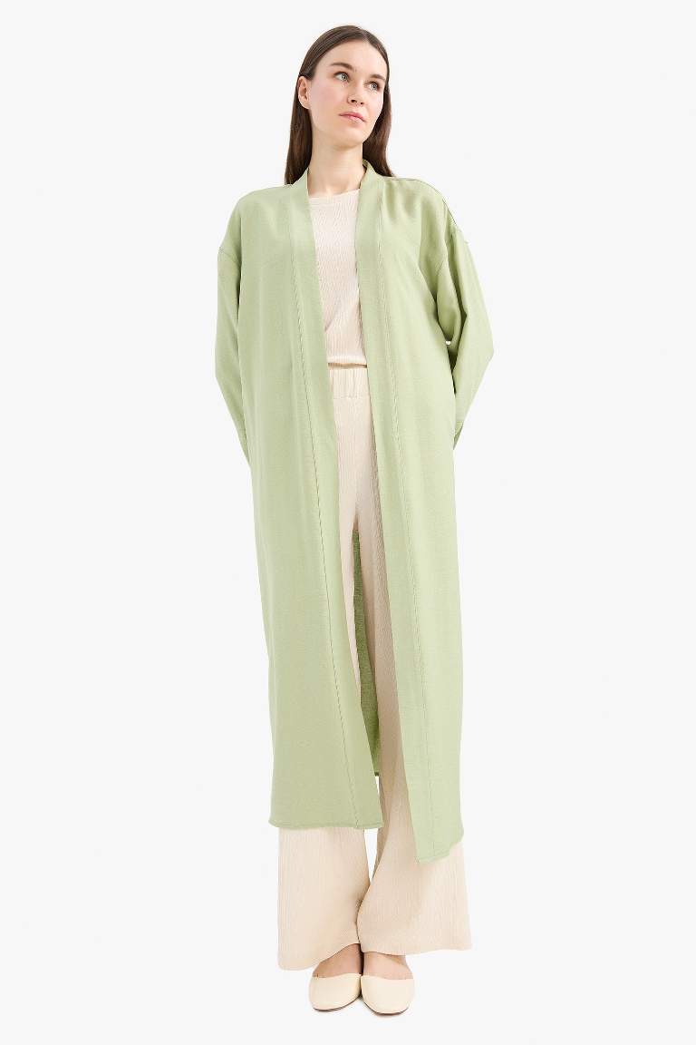 Relax Fit Basic Düz Midi Kimono
