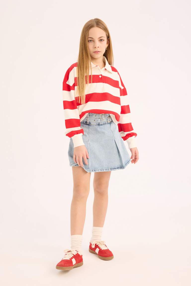 Girl Cotton Jean Skort