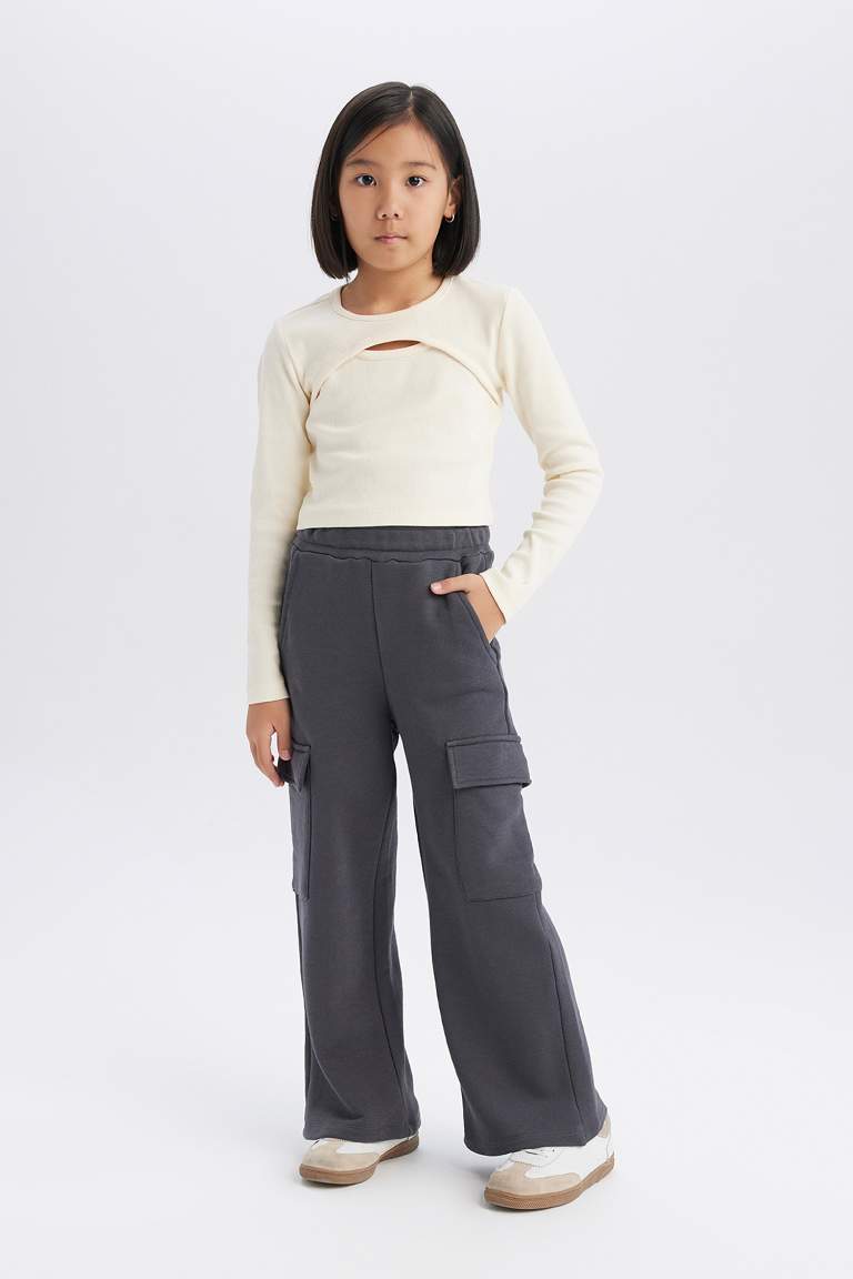 Girl Elastic Waist Cargo Sweatpants