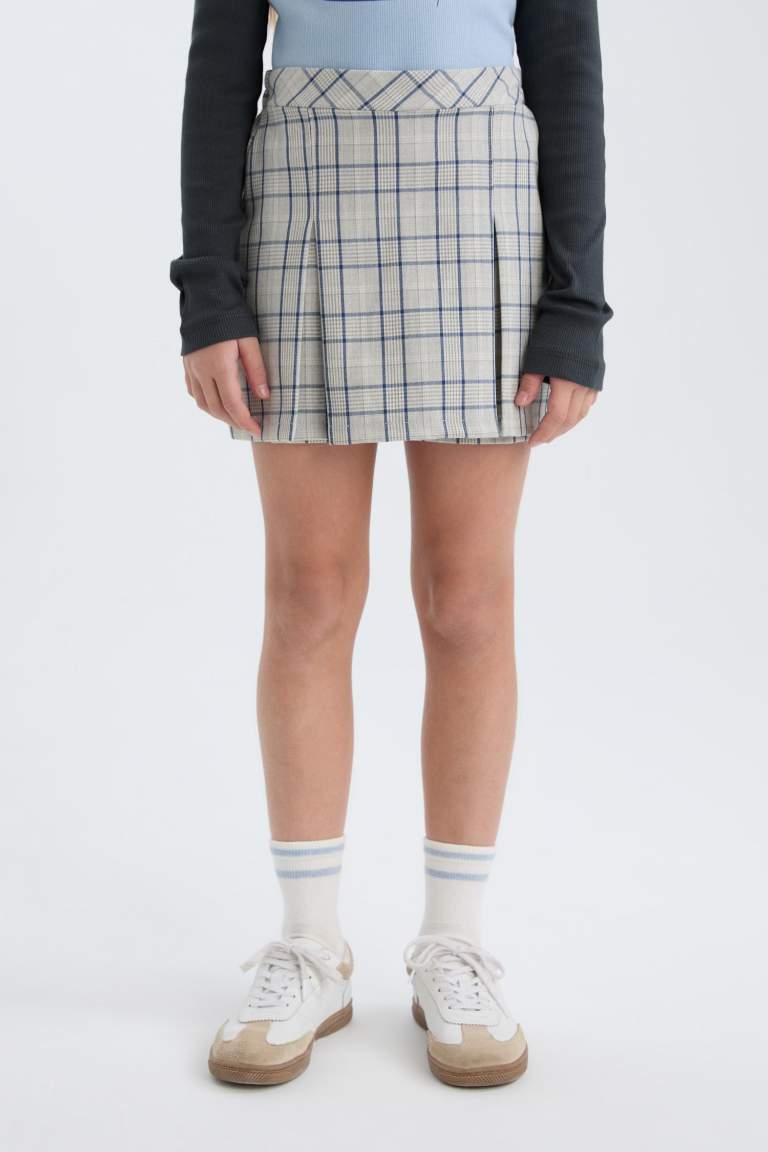 Girl Plaid Pleated Skirt