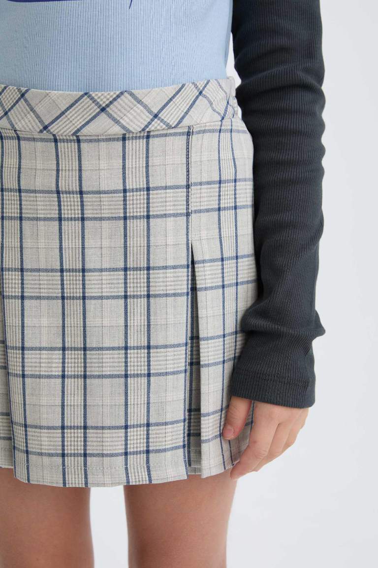 Girl Plaid Pleated Skirt