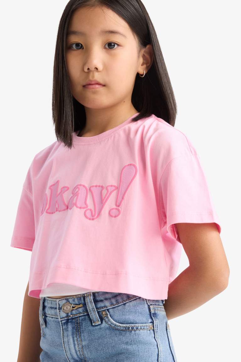 Girl Crew Neck Printed Short Sleeve T-Shirt