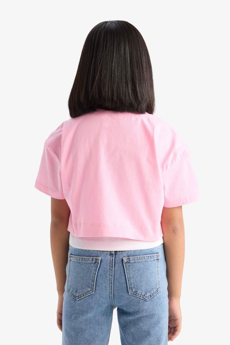 Girl Crew Neck Printed Short Sleeve T-Shirt