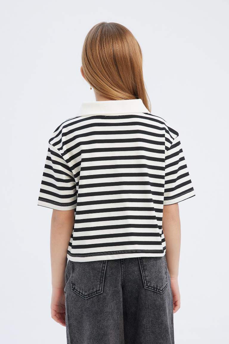 Girl Relax Fit Striped Short Sleeve Polo Shirt