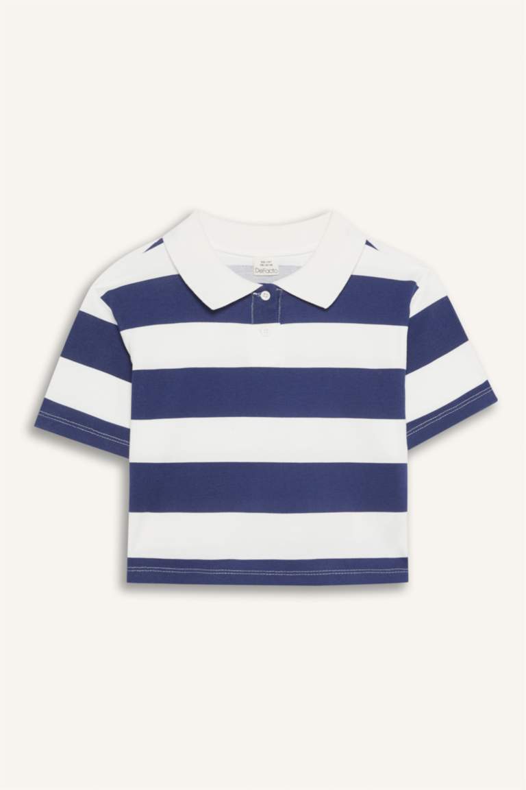 تيشيرت بولو مخطط نص ردن قصة مريحة