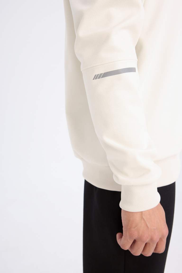 DeFactoFit Standart Fit Bisiklet Yaka Basic Düz Sporcu Sweatshirt