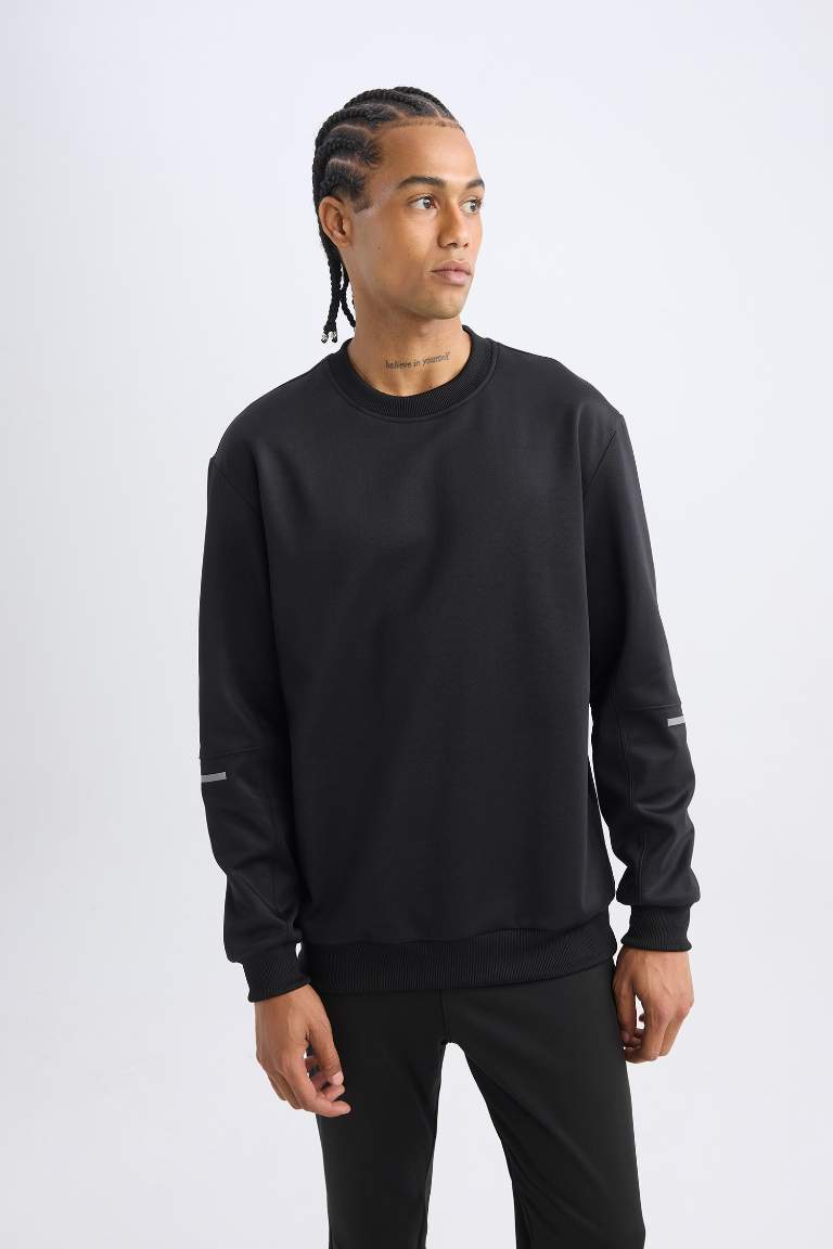 Men's Black DeFactoFit Standard Fit Basic Sports Sweatshirt