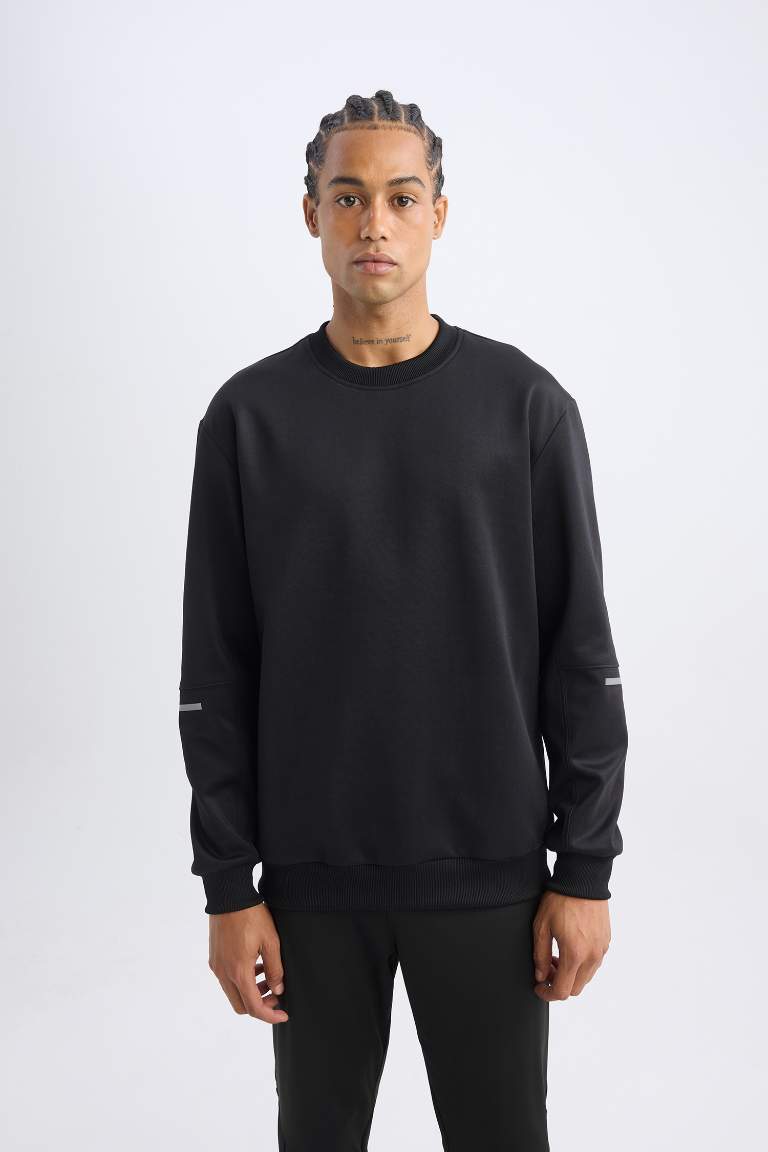 Men's Black DeFactoFit Standard Fit Basic Sports Sweatshirt