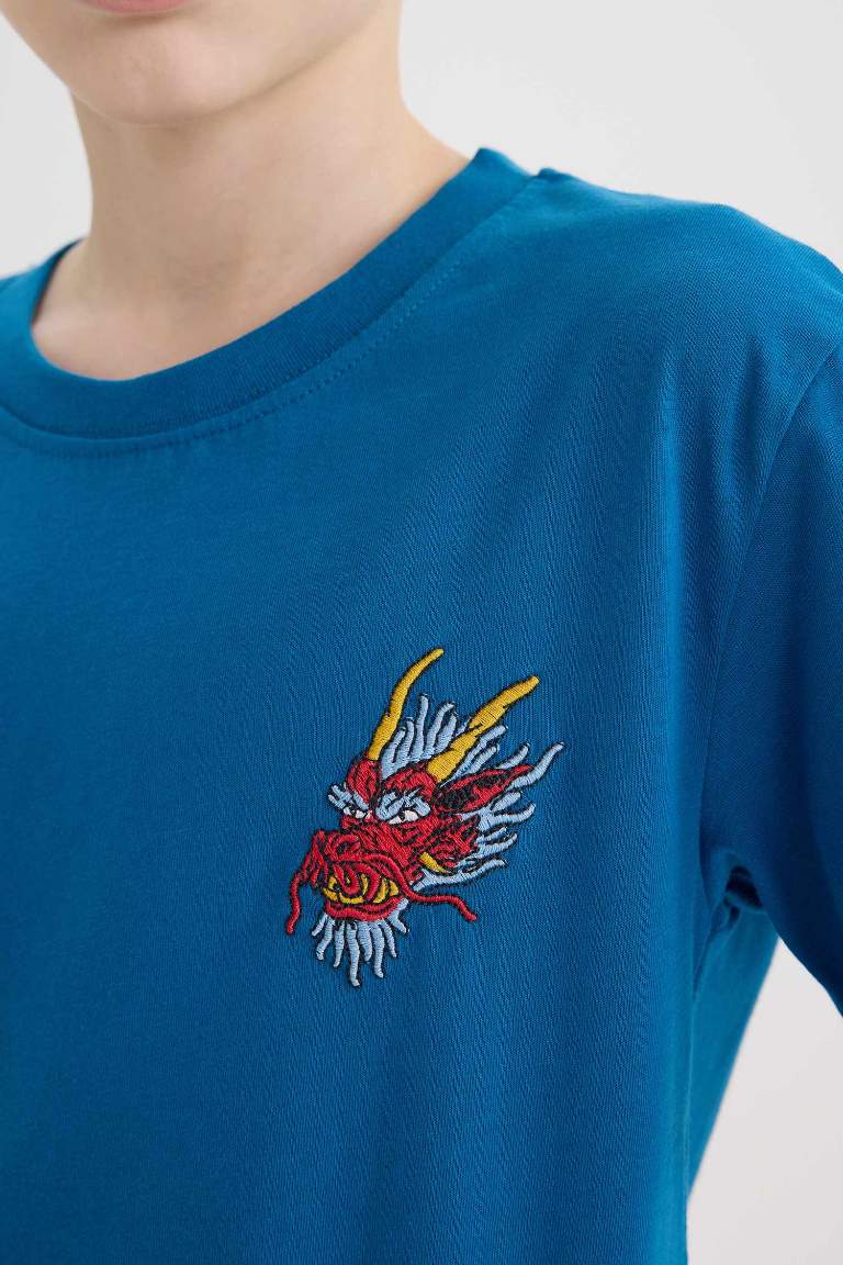 Boy Crew Neck Embroidered Short Sleeve T-Shirt