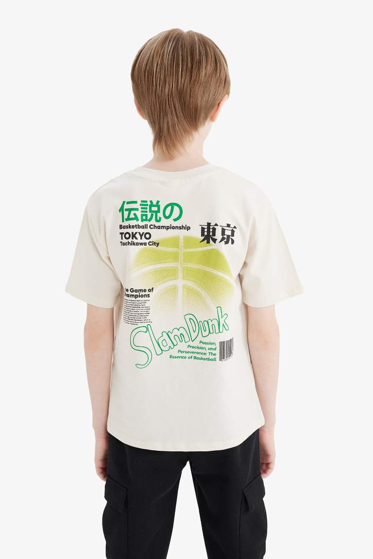 Boy Crew Neck Back Printed Short Sleeve T-Shirt