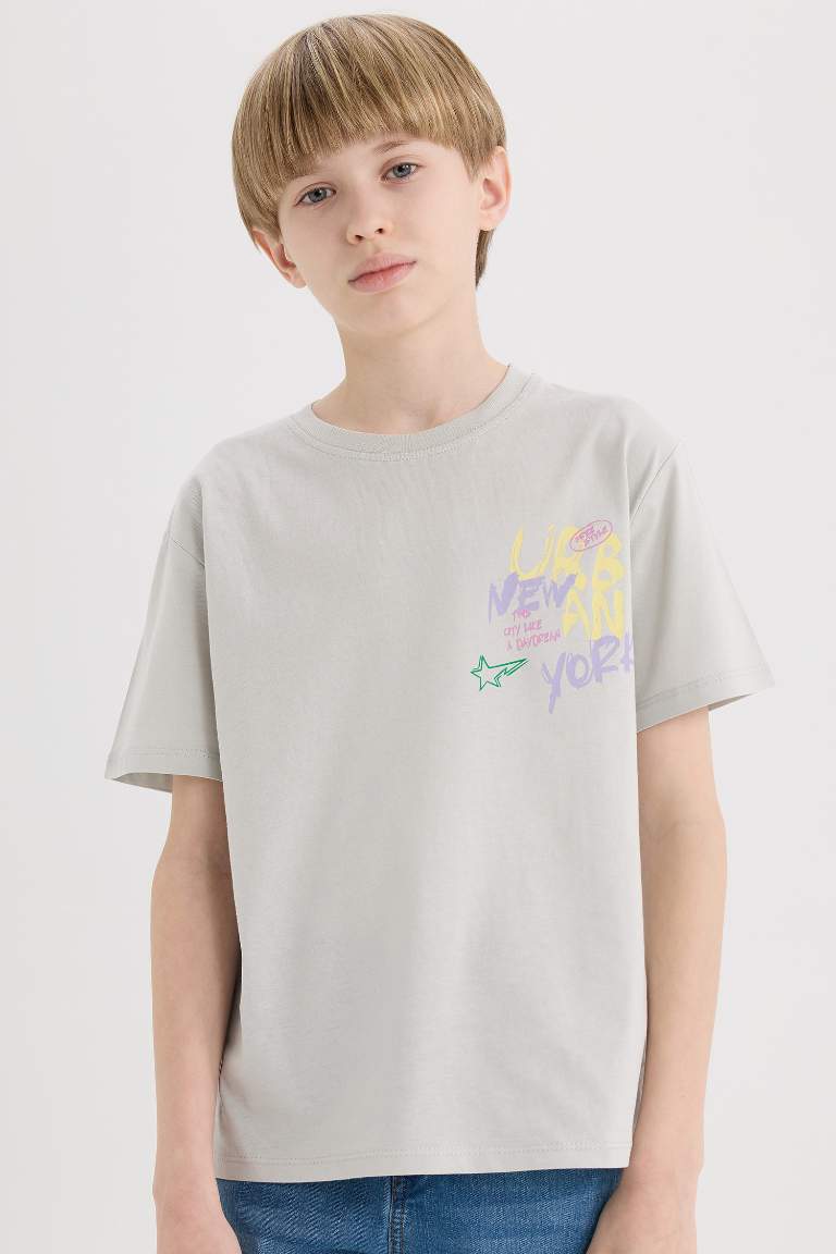 Boy Crew Neck Short Sleeve Back Printed T-Shirt