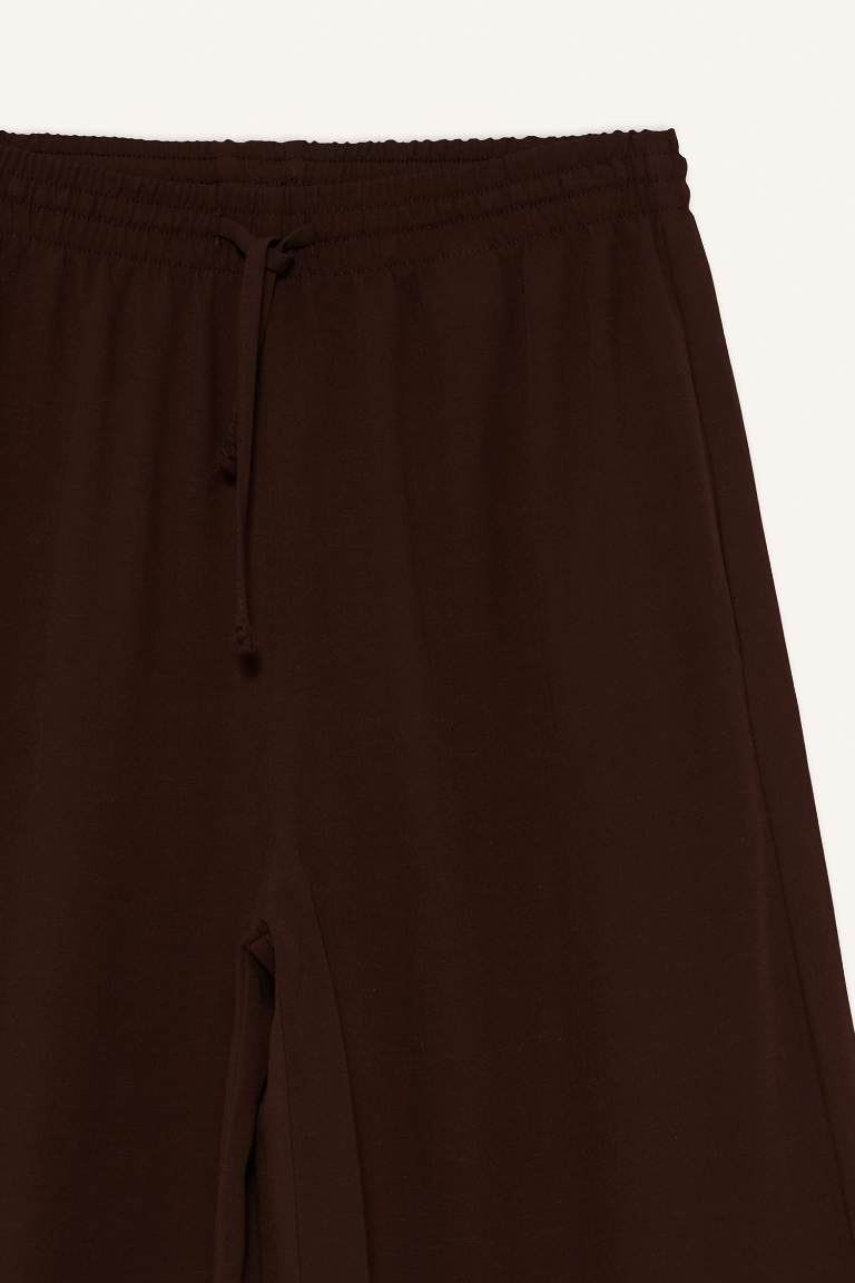 Wide Leg Yüksek Bel Keten Karışımlı Pantolon