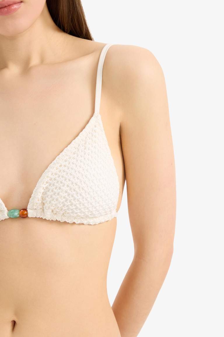Regular Fit Tül Bikini Üstü-Fall in Love
