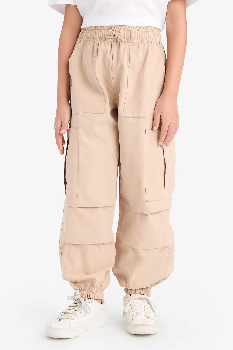 Kız Çocuk Paraşüt Kargo Cepli Jogger Paça Pantolon