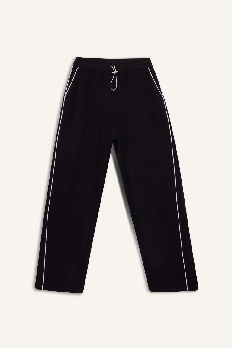 Coool Beli Lastikli Wide Leg Geniş Bol Paça Eşofman Altı Beli Ayarlanabilir Lastikli Yan Şeritli