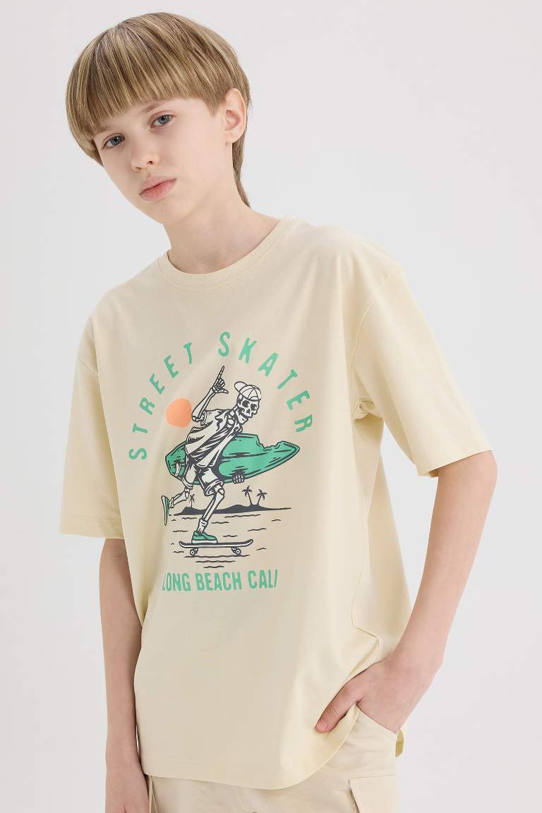 Boy Boy Crew Neck Printed Short Sleeve T-Shirt