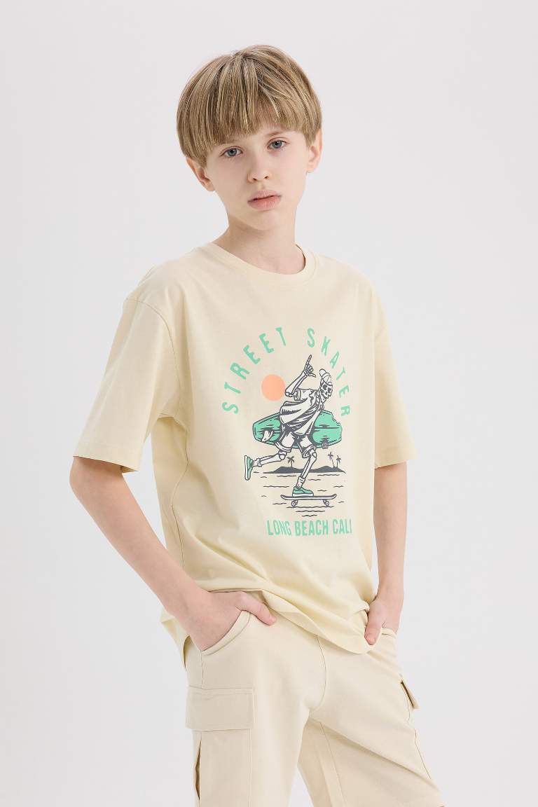 Boy Boy Crew Neck Printed Short Sleeve T-Shirt