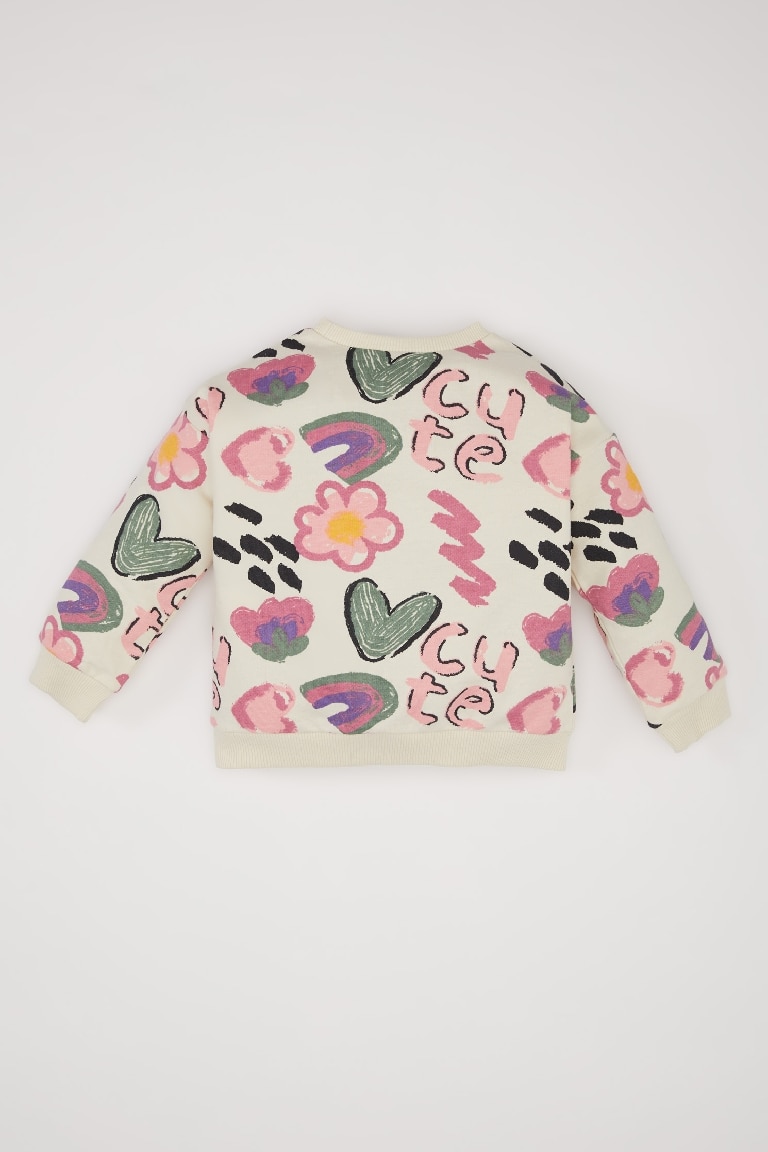 Baby Girl Patterned Crew Neck Sweatshirt