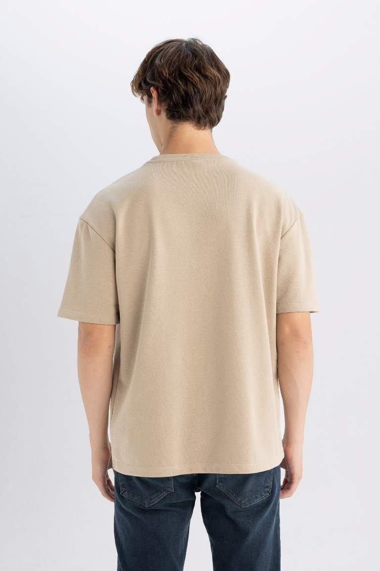 Boxy Fit Crew Neck Cotton Basic Short Sleeve T-Shirt