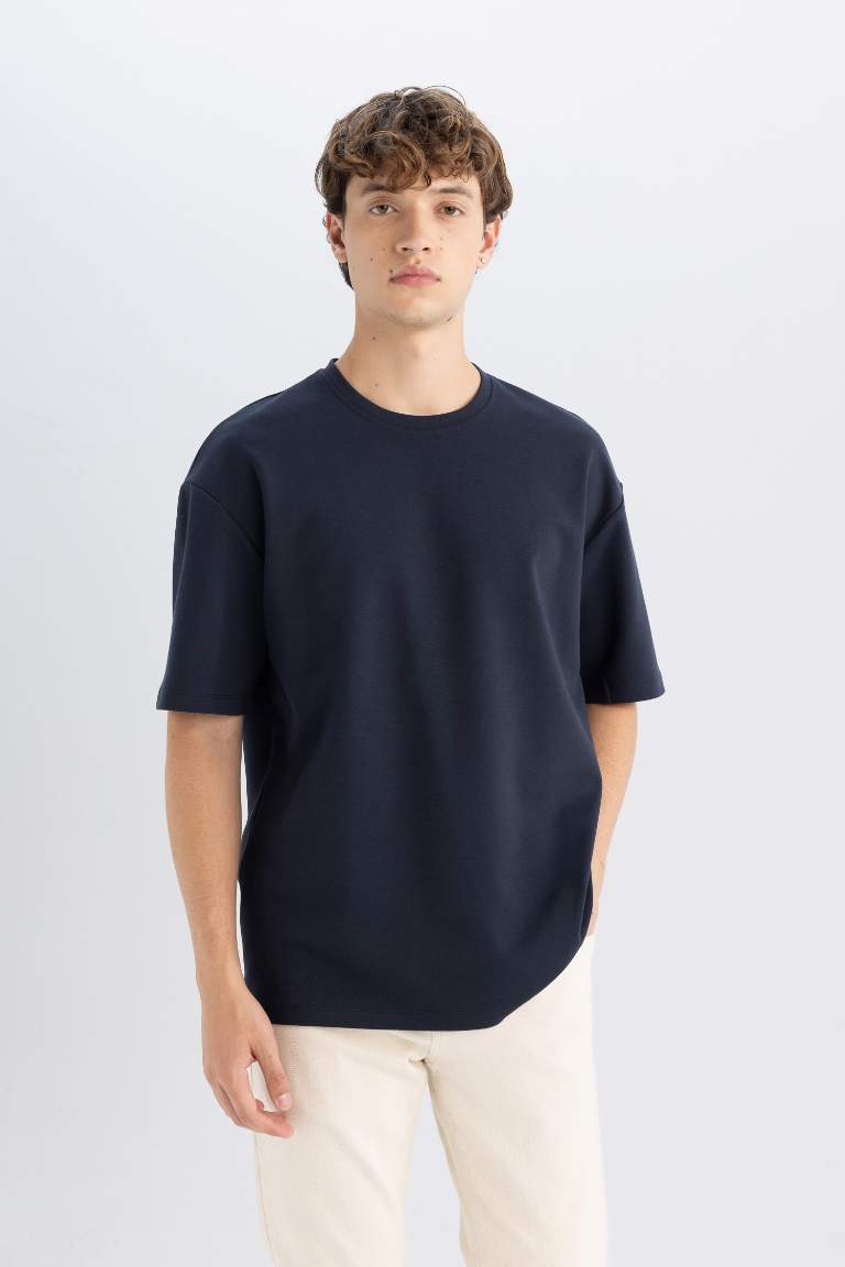 Boxy Fit Crew Neck Cotton Short Sleeve Basic T-Shirt