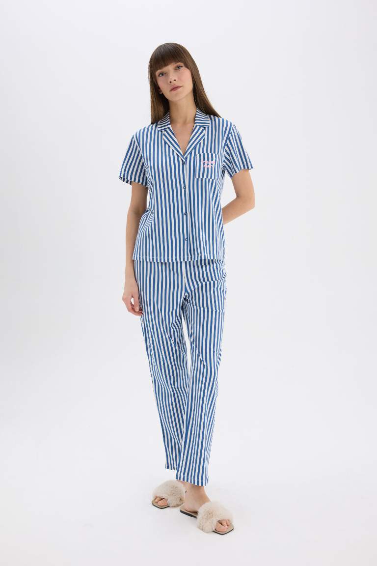 Fall in Love Striped Top Bottoms 2 Piece Pajama Set