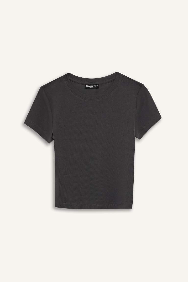 Fitted Basic Ribbed Short Sleeve T-Shirt