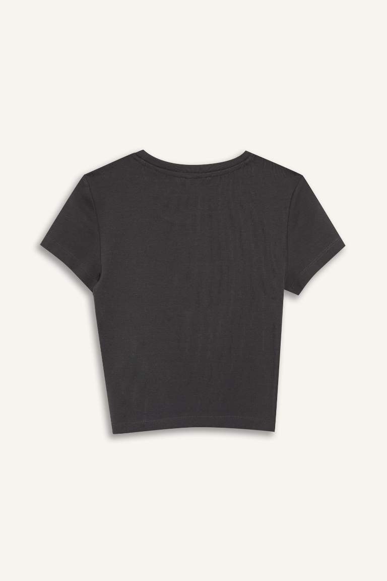 Fitted Basic Ribbed Short Sleeve T-Shirt