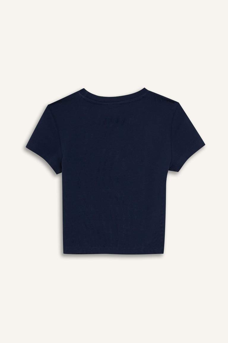 Fitted Basic Ribbed Short Sleeve T-Shirt