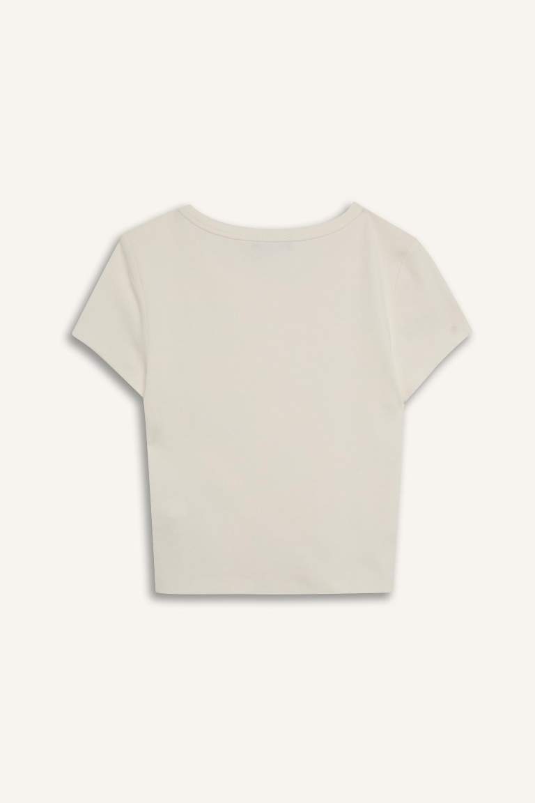 Fitted Ribana Basic Thick Fabric Short Sleeve T-Shirt