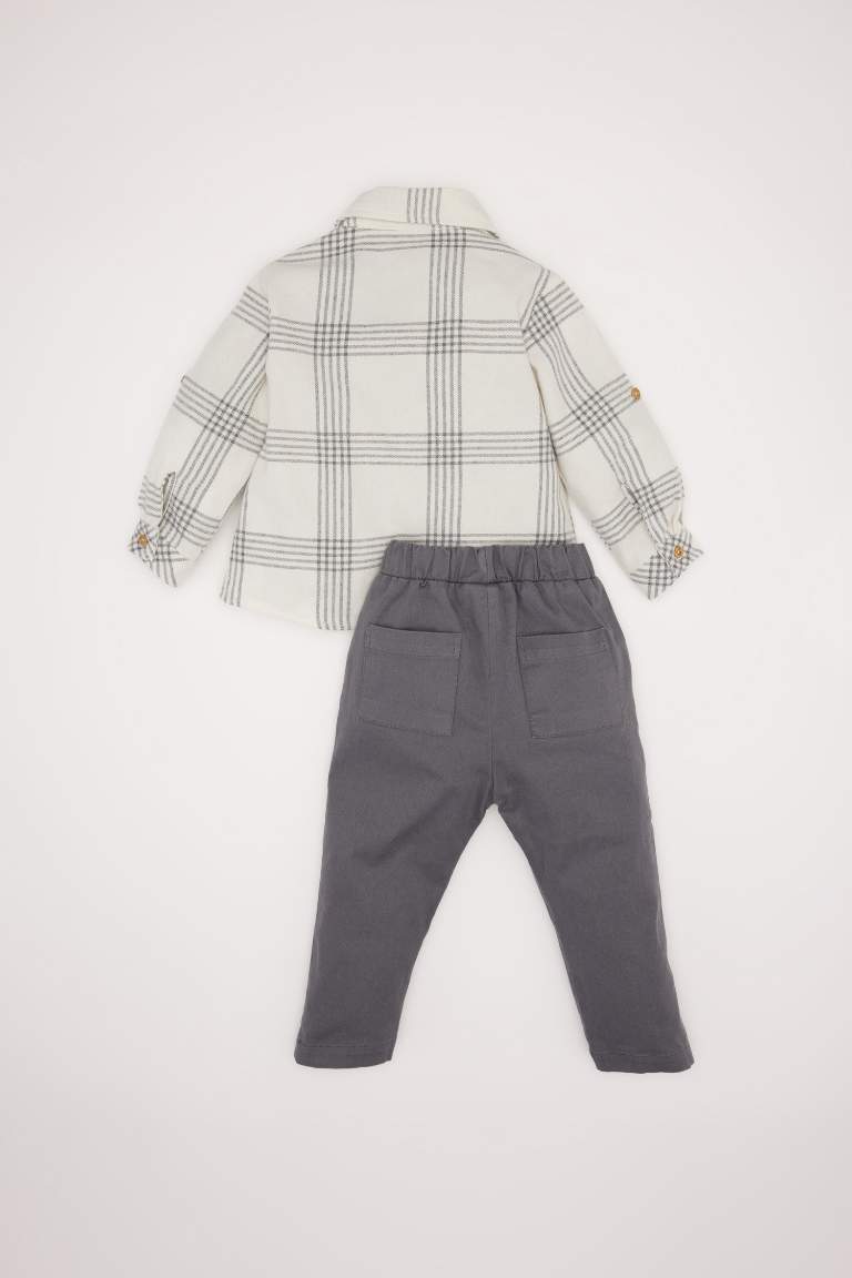 Baby Boy Plaid Long Sleeve Shirt Pants 2 Piece Set