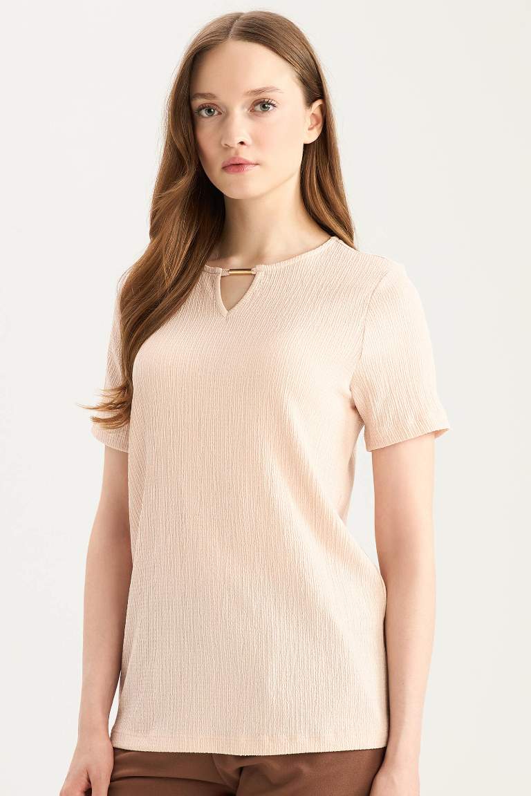 Traditional Regular Fit Casual Crepe T-Shirt