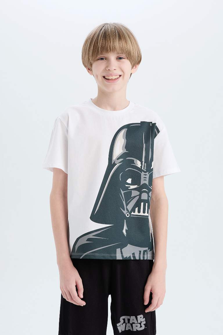 Erkek Çocuk Star Wars Pijama Takımı Bisiklet Yaka Kısa Kollu Üst Beli Lastikli Şort